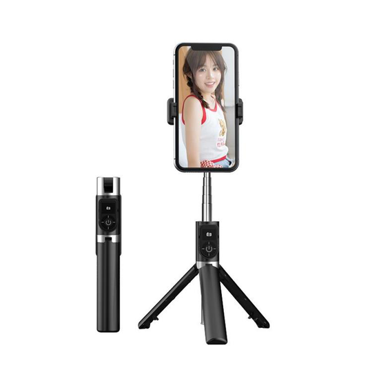Proda Retractable Selfiestick Stativ Med Bluetooth Fjärrkontroll - Svart