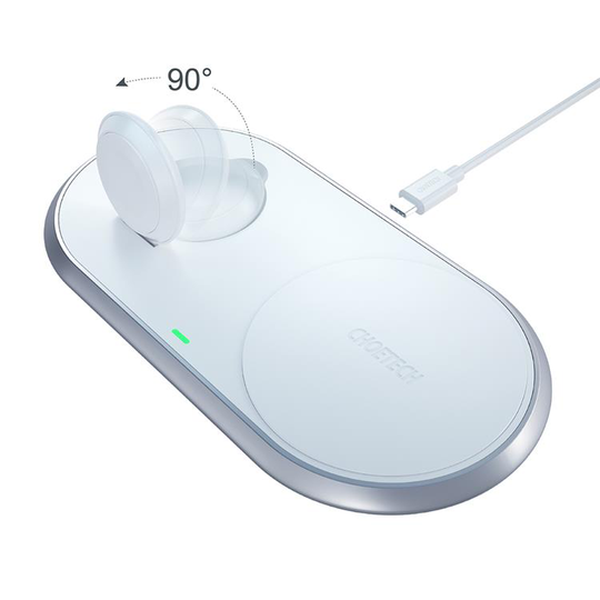 Choetech Qi 2in1 trådlös laddare USB Type-C - Vit