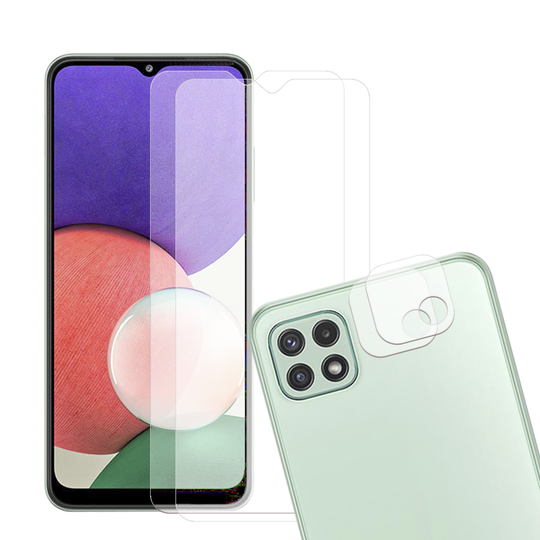 Galaxy A22 5G [4-PACK] 2 X Linsskydd Glas + 2 X Härdat Glas