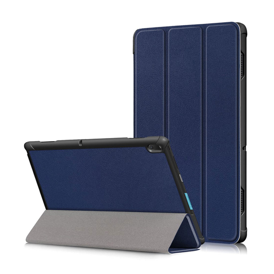 Lenovo Tab E10 stötsäkert plånboksfodral i läder - mörkblå