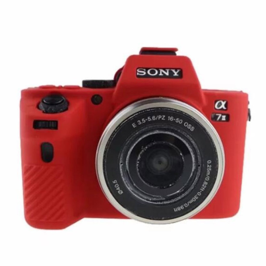 Sony Alpha A7 II - A72 - A7R2 - A7S2 kameraskydd för kamerahus silikon skyddande mjuk elastisk - Röd