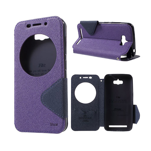 ROAR KOREA Läderfodral med ett Fönster för Asus Zenfone Max ZC550KL - Lila