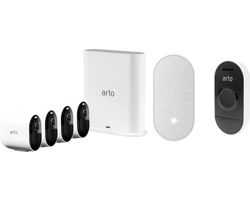 Arlo Pro 3 4-pack + Doorbell + Chime Bundle
