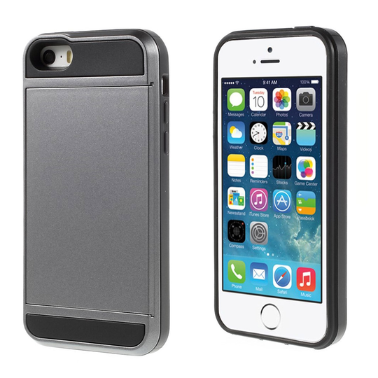 iPhone SE / 5 / 5S Skal med ett inbyggt kreditkortsfack - Grå