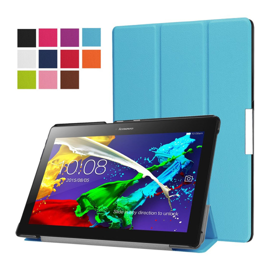 Lenovo Tab 3 Plus 10 tri-fold läderfodral - Ljusblå