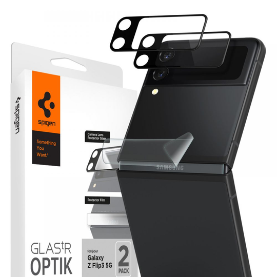 Spigen Optik.Tr Linsskydd Härdat glas Och Hinge Film Galaxy Z Flip 3 - Svart