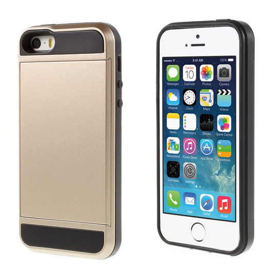 iPhone SE / 5 / 5S Skal med ett inbyggt kreditkortsfack - Guld