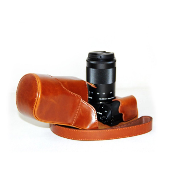 Canon EOS M3 Läcker läder fodrals väska - Ljus brun
