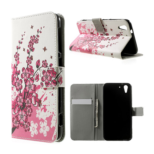 Moberg HTC Desire Eye Läder Flip Fodral - Blommande Plommon