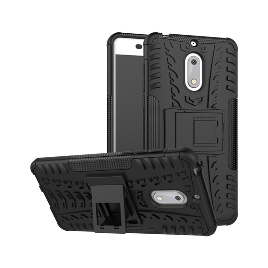 Nokia 6 Modernt hybird skal med kickstand - Svart