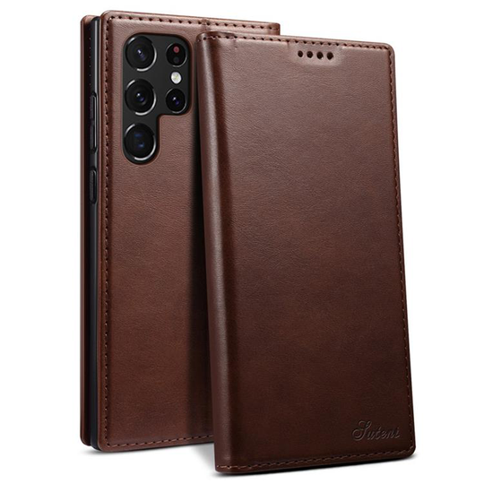 SUTENI Läder Fodral Galaxy S22 Ultra 5G - Brun