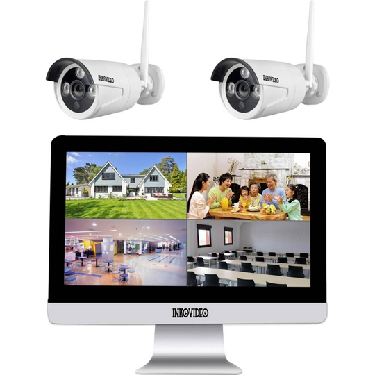 Inkovideo INKO-WM-222 iwm222 WiFi IP-Övervakningskameraset 4 kanaler med 2 kameror 1920 x 1080 pixel