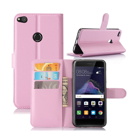 Huawei Honor 8 Lite litchi läderfodral - Rosa