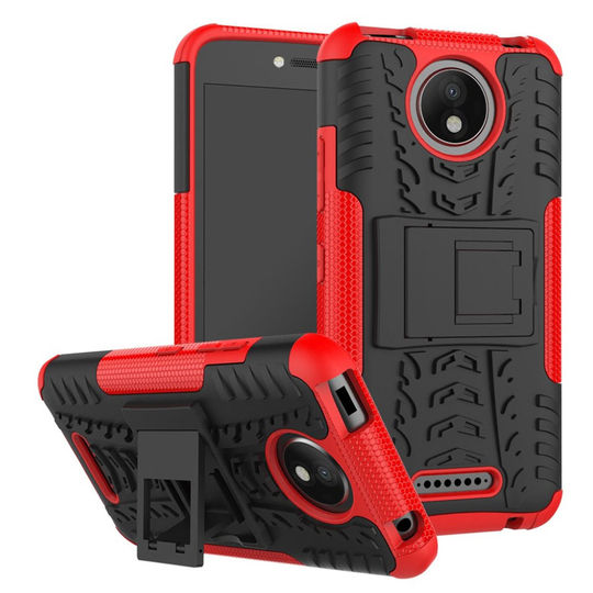 Motorola Moto C Plus Hybird skal med kickstand - Röd