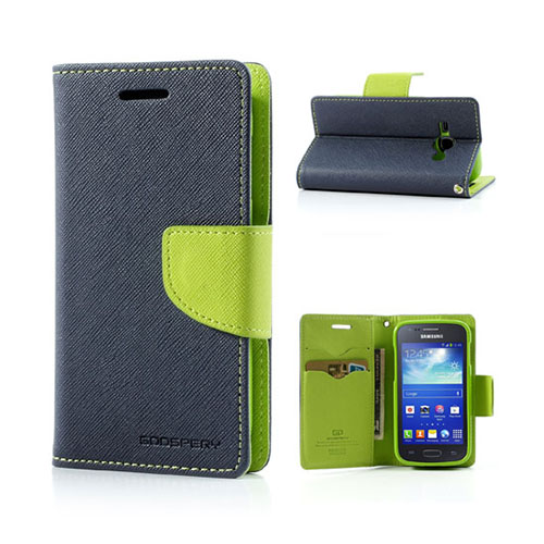 Mercury (Mörkblå / Grön) Samsung Galaxy Ace 3 Flip-Fodral